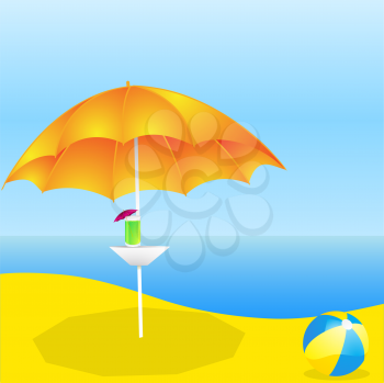 Royalty Free Clipart Image of a Parasol on a Beach