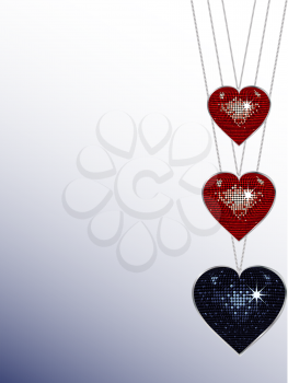 Royalty Free Clipart Image of Heart Pendants