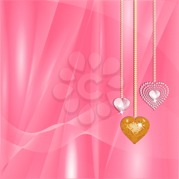 Royalty Free Clipart Image of Dangling Heart Pendants