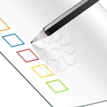 Royalty Free Clipart Image of a Pen Hovering on a Voting Card