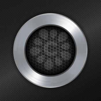 Royalty Free Clipart Image of a Brushed Metal Circle With Mesh Behind It