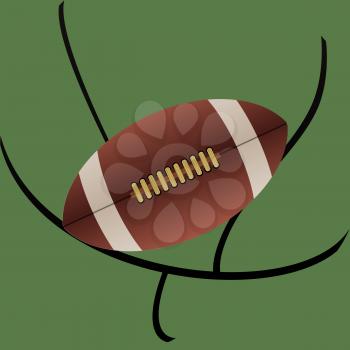 Rugby Ball American Football with Detail Over Abstract Goal and Green Background