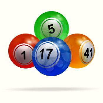 3D Illustration of New Bingo Lottery Balls Floating Over White Background with Shadow