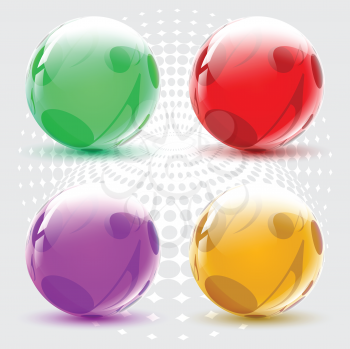 Royalty Free Clipart Image of Shiny Balls With Musical Notes