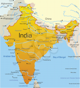 Royalty Free Clipart Image of a Map of India