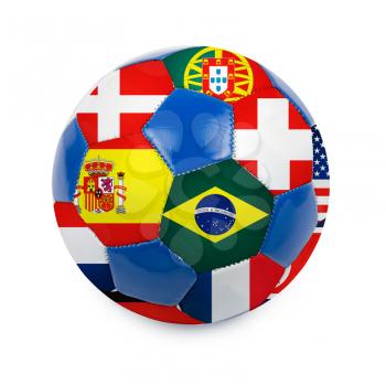 World cup football with nations flags isolated on a white