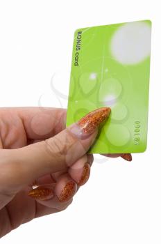 Royalty Free Photo of a Woman Holding a Bonus Card