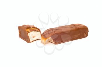 Bar of chocolate on white background