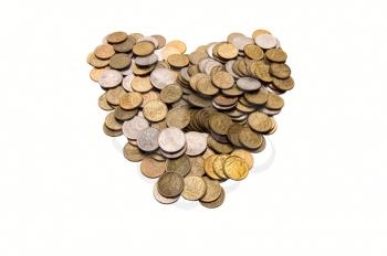 Royalty Free Photo of Coins in the Shape of a Heart