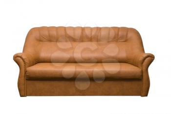 Brown leather sofa isolated on a white background