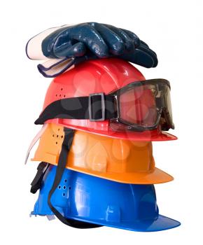 Royalty Free Photo of Hardhats, Gloves and Goggles