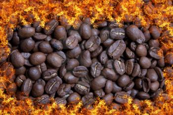 Royalty Free Photo of Coffee Beans in Fire
