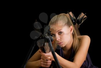Royalty Free Photo of a Woman With a Gun
