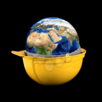 Royalty Free Photo of Planet Earth in a Hardhat