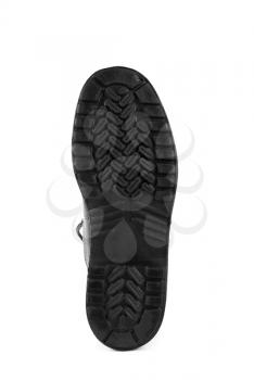 shoe sole of black boot isolated on a white background