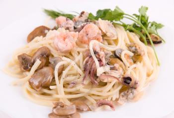 Royalty Free Photo of a Seafood Pasta Dish