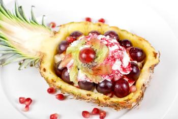 Royalty Free Photo of a Pineapple Fruit Ice-Cream Dish