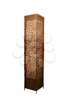Rattan stand lamp isolate on white