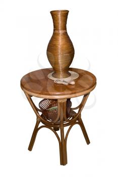 Royalty Free Photo of a Wooden Table With a Vase
