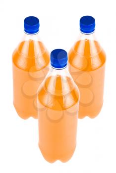 Three Orange Juice bottle isolated over white background