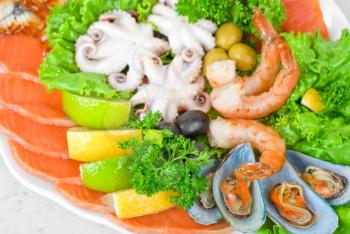 Royalty Free Photo of a Seafood and Vegetable Appetizer