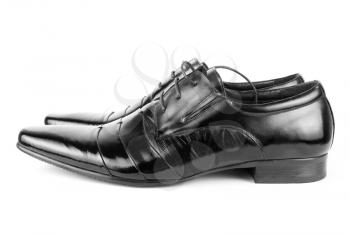 Black men shoes detail on isolated white background