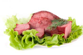 Royalty Free Photo of Beef on Lettuce