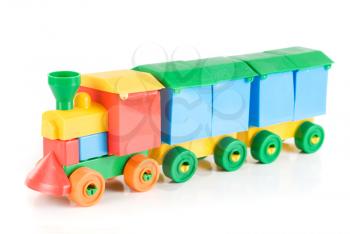 Colorful train toy isolated on white background
