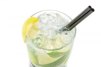 mojito alcohol fresh cocktail  closeup on a white 