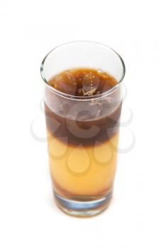 cocktail of espresso, orange juice and caramel syrup