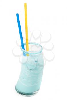 blue cocktail with ice-cream, coconut syrup,cream, orange and cherry juice