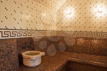 Royalty Free Photo of a Turkish Bath With Ceramic Tile in Roman Style