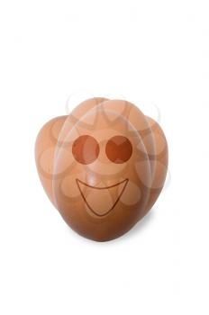Funny eggs on white background