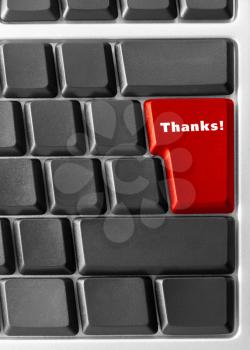 Royalty Free Photo of a Computer Keyboard With a Thanks Button