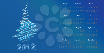 Vector illustration of postcard calendar to a new 2012 year