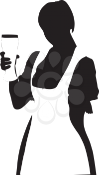 Vector illustration of waitress with beer 