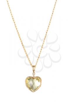 heart pendant of gold, diamond and lemon quartz