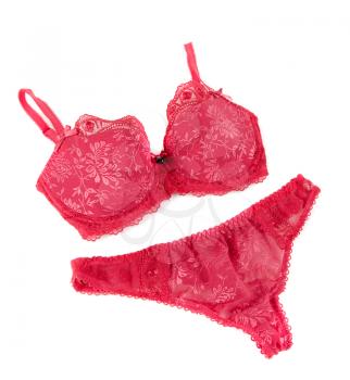 Pink lingerie (bra and panties) isolated on white