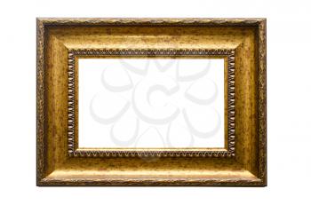 Picture gold frame with a decorative pattern on a white