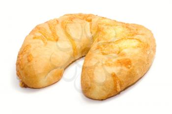 Bread with cheese on white background