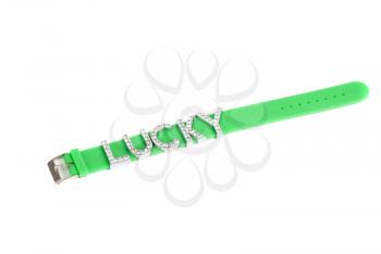 lucky green bracelet white on a white
