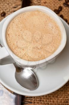 cup of cappuccino coffe closeup