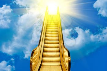 golden ladder to blue sky sunset