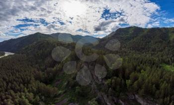 Beauty day in the mountains in Altay, panoramic picture