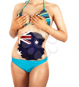 Beautiful female closeup with australia flag