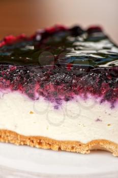 tasty piece of berry cake closeup