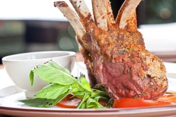 roasted lamb rib chops with vegetables