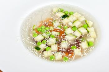 Traditional Russian kvass soup with vegetables - okroshka