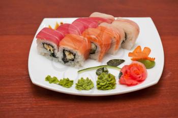 Roll with cream cheese and salmon fish 
