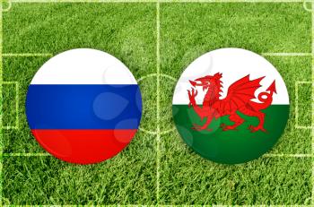 Euro cup match Russia against Wales